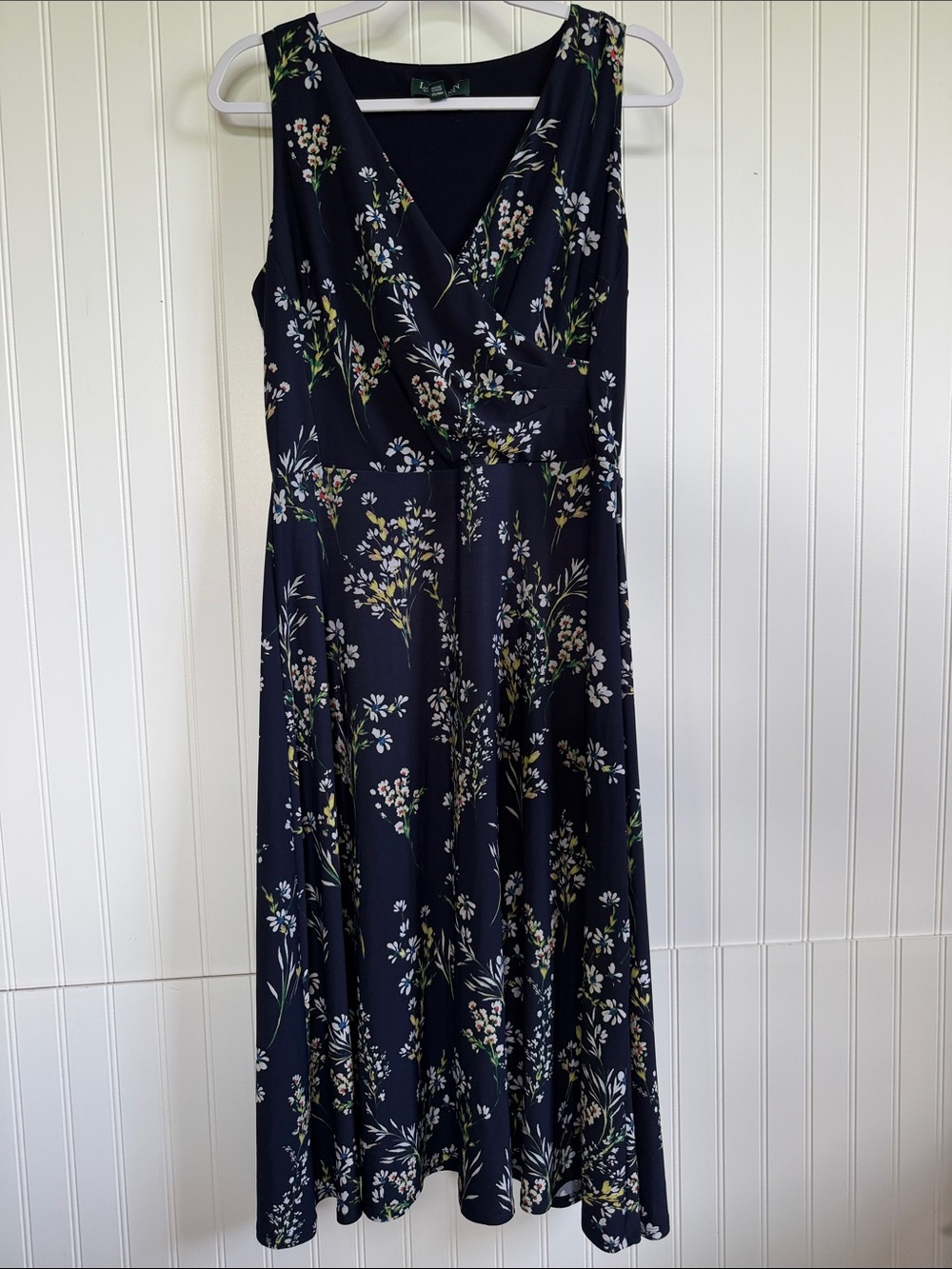 Lauren Ralph Lauren Navy Floral Maxi Dress Size 10 Cottagecore Feminine Preppy - Picture 2 of 14
